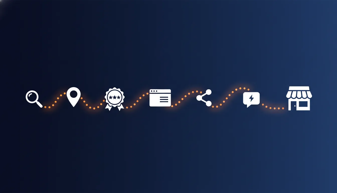 Local customer journey across search, Google Maps, reviews, content, social media and AI recommendations